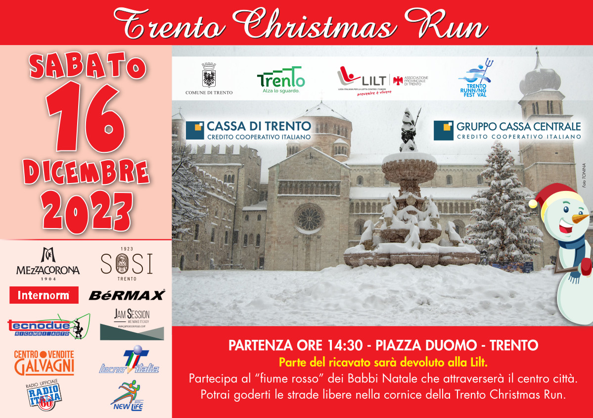 A TRENTO, IL 16 DICEMBRE, LA CHRISTMAS RUN